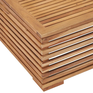 Gartentisch und Fußhocker Set mit Dunkelgrauem Kissen Teakholz