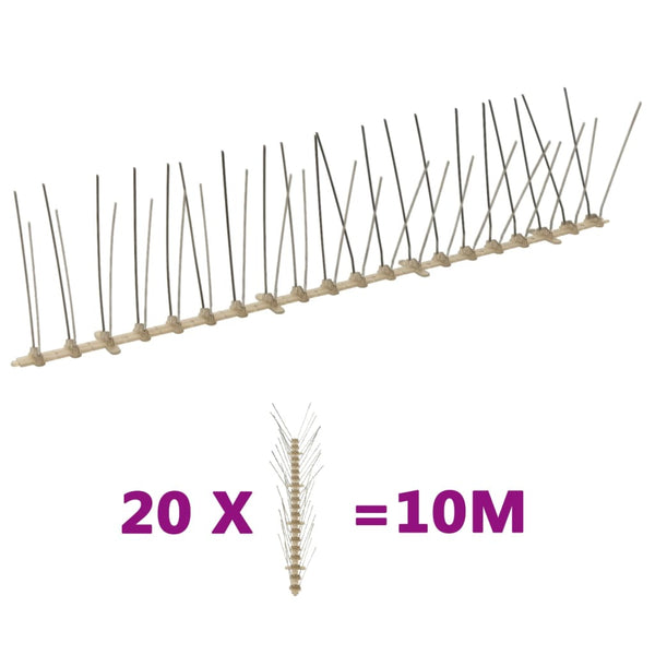 20-tlg. Vogelabwehr-Spikes-Set 10 m Kunststoff 4-reihig