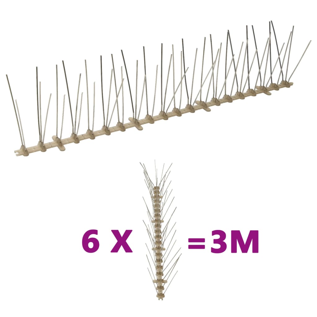 6-tlg. Vogelabwehr-Spikes-Set 3 m Kunststoff 5-reihig