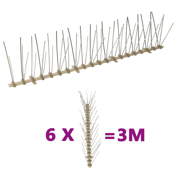 6-tlg. Vogelabwehr-Spikes-Set 3 m Kunststoff 5-reihig