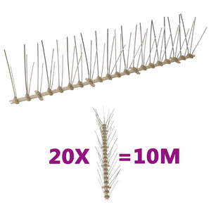 20-tlg. Vogelabwehr-Spikes-Set 10 m Kunststoff 5-reihig