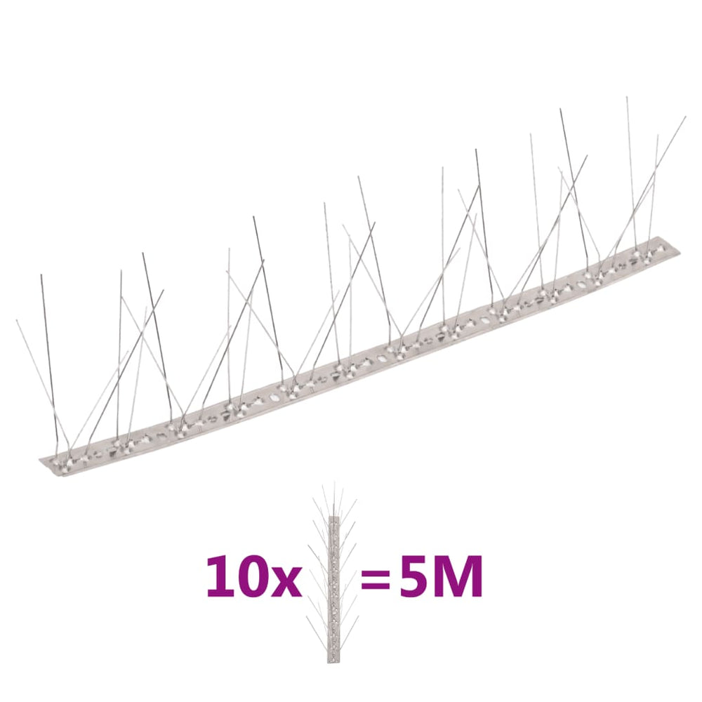 10-tlg. Taubenabwehr Spikes-Set Edelstahl 5 m 5-reihig