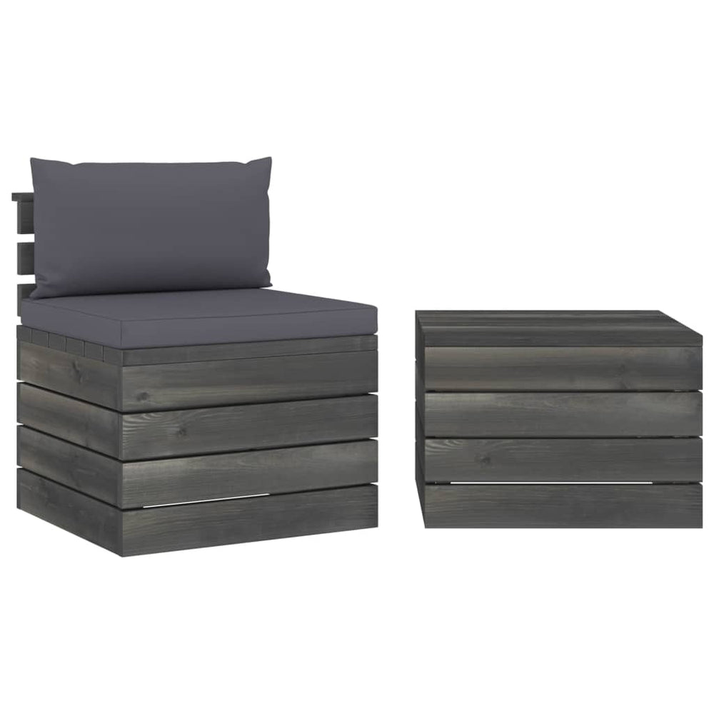 vidaXL Salon de jardin 2 pièces en palettes avec coussins Bois de pin