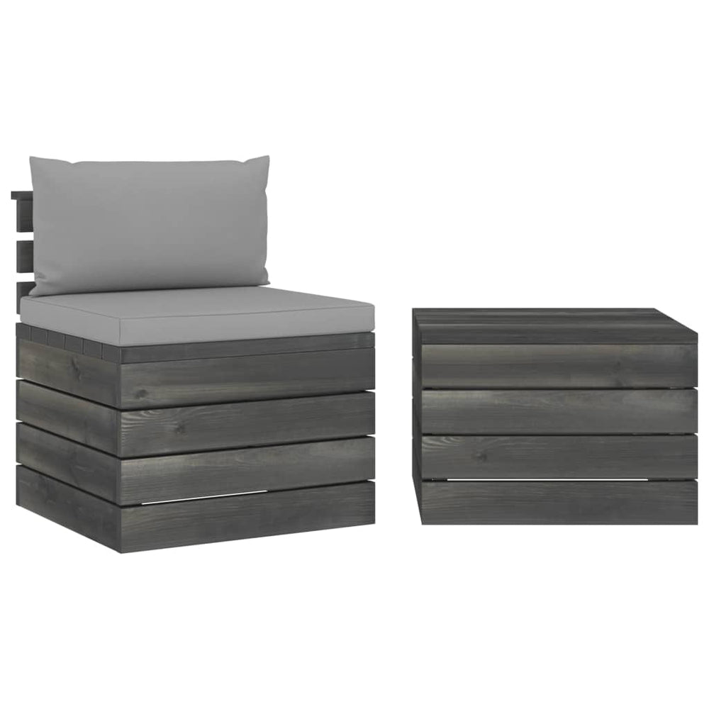 vidaXL Salon de jardin 2 pièces en palettes avec coussins Bois de pin