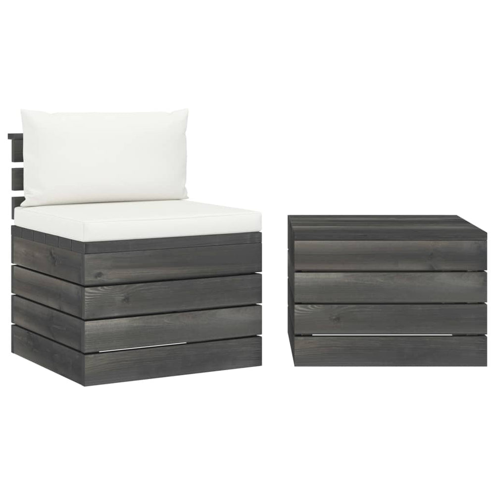 vidaXL Salon de jardin 2 pièces en palettes avec coussins Bois de pin