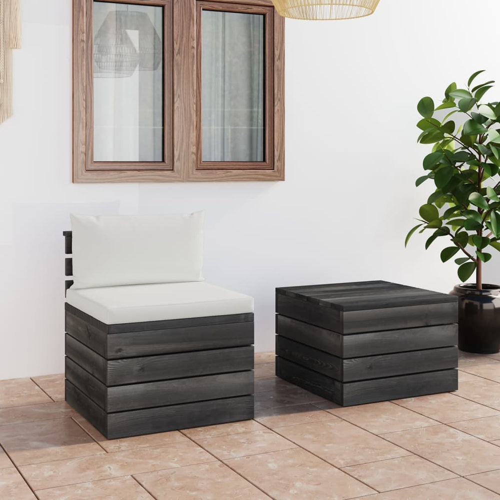 vidaXL Salon de jardin 2 pièces en palettes avec coussins Bois de pin