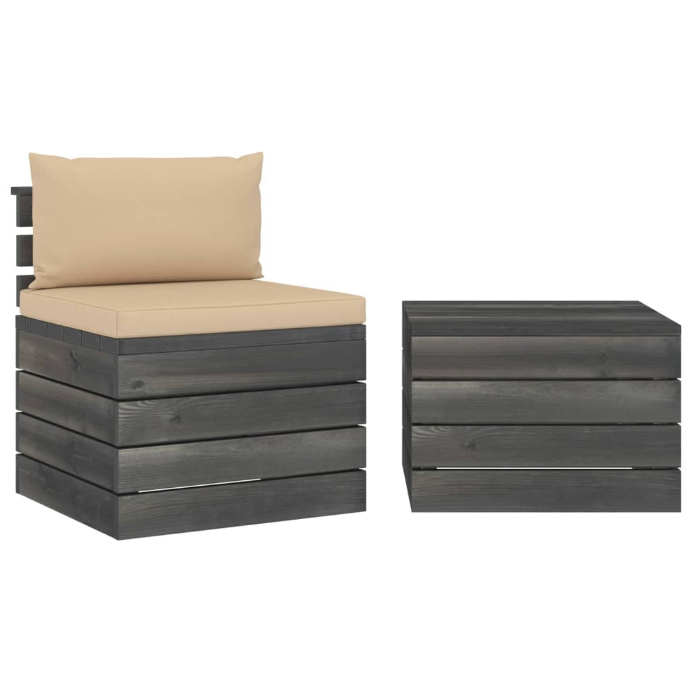 vidaXL Salon de jardin 2 pièces en palettes avec coussins Bois de pin