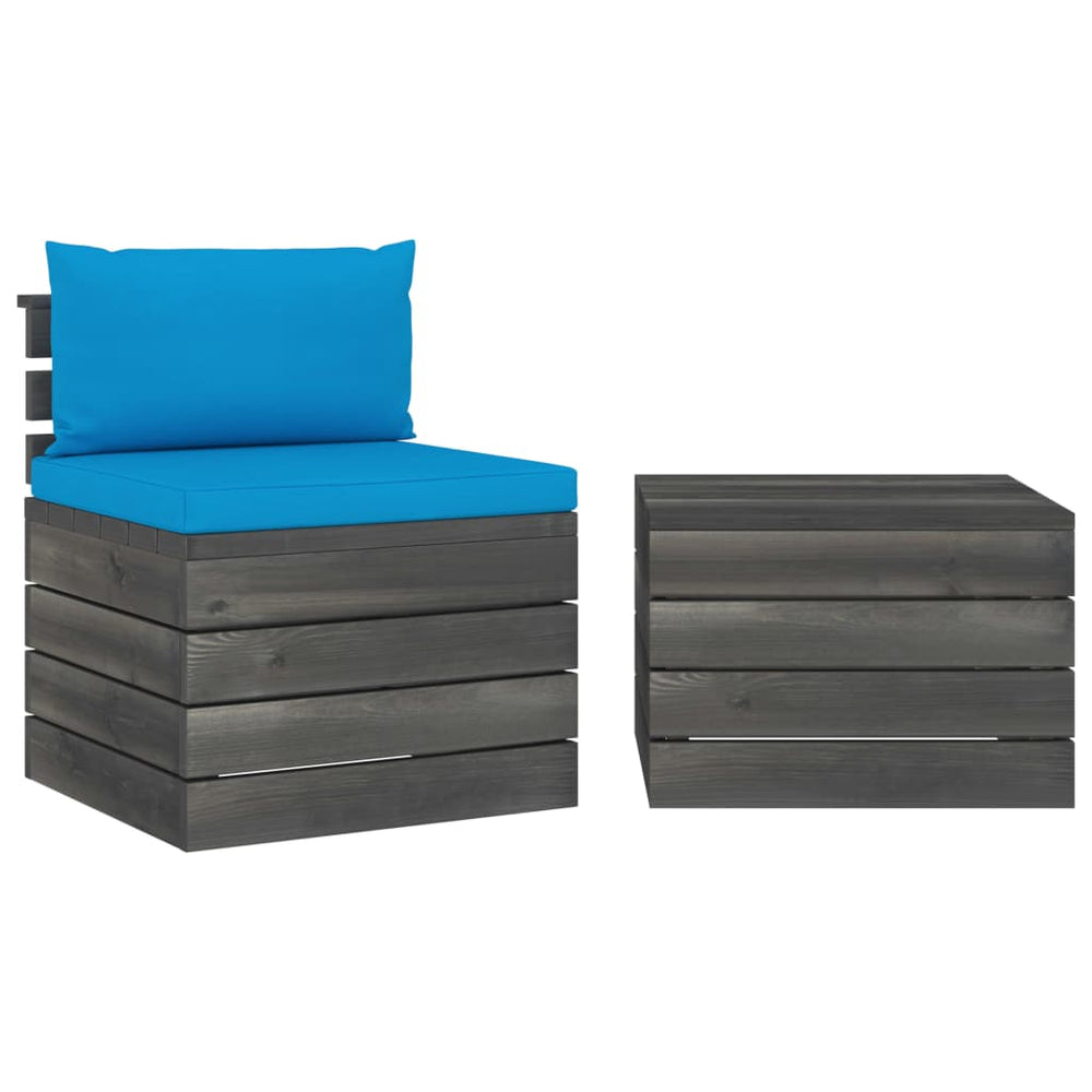 vidaXL Salon de jardin 2 pièces en palettes avec coussins Bois de pin