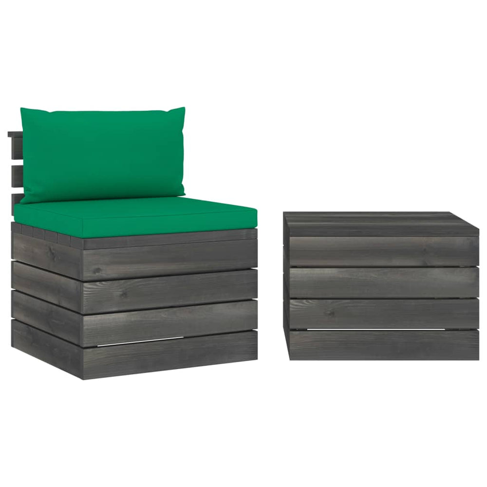 vidaXL Salon de jardin 2 pièces en palettes avec coussins Bois de pin
