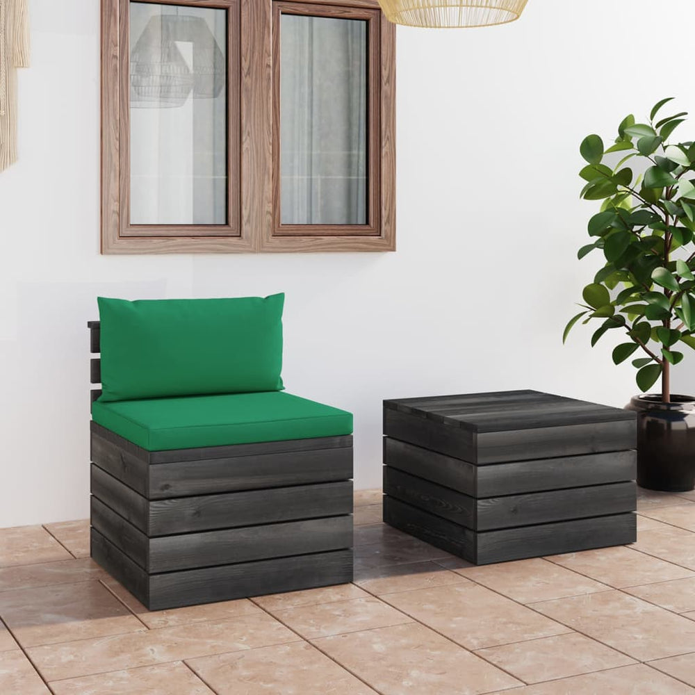 vidaXL Salon de jardin 2 pièces en palettes avec coussins Bois de pin