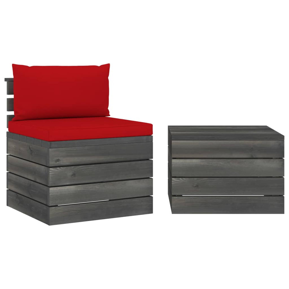 vidaXL Salon de jardin 2 pièces en palettes avec coussins Bois de pin