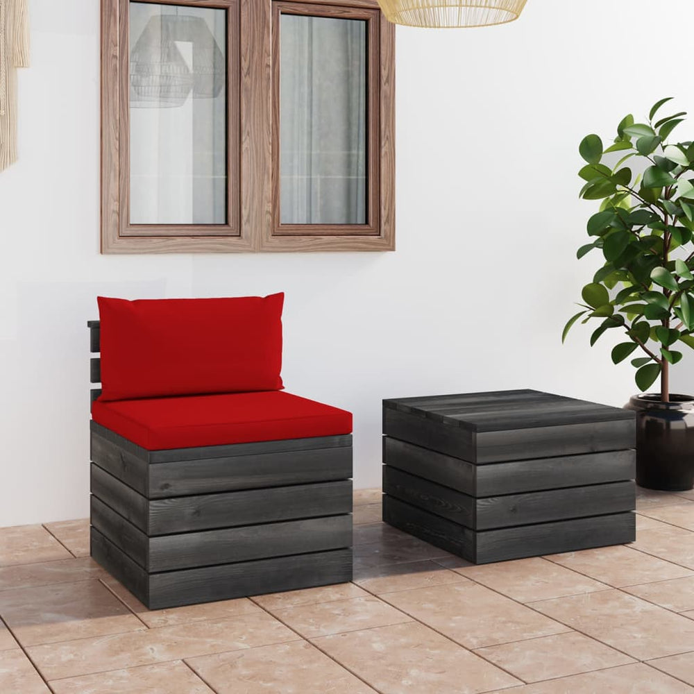 vidaXL Salon de jardin 2 pièces en palettes avec coussins Bois de pin