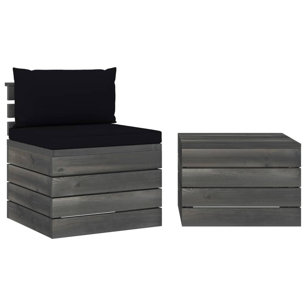vidaXL Salon de jardin 2 pièces en palettes avec coussins Bois de pin
