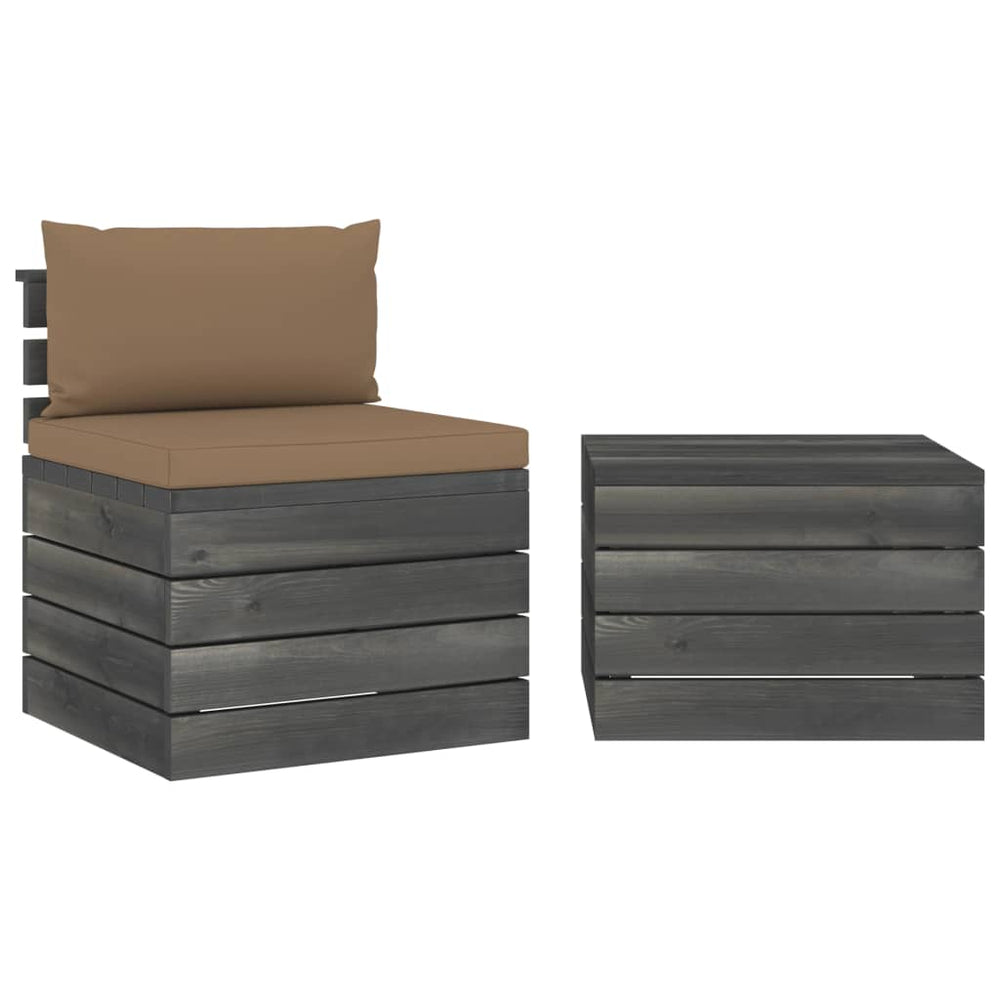 vidaXL Salon de jardin 2 pièces en palettes avec coussins Bois de pin