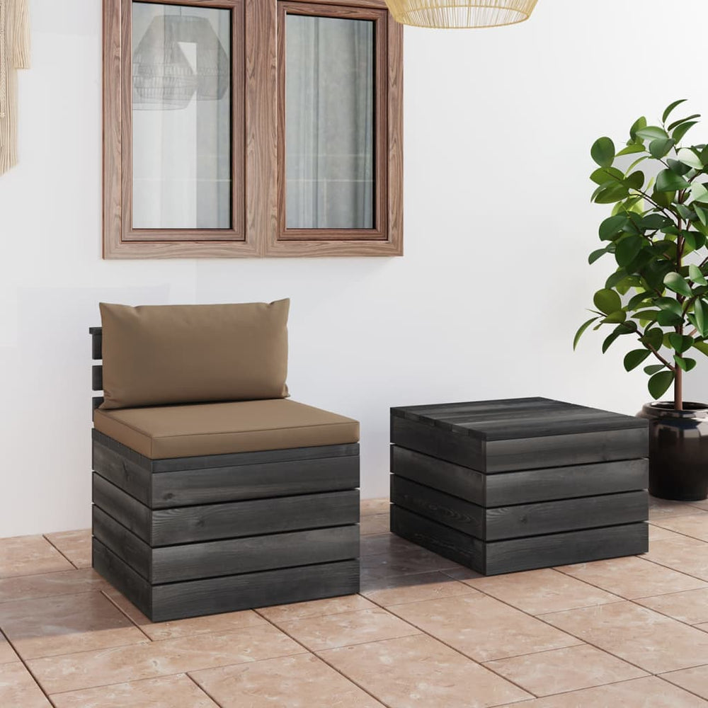 vidaXL Salon de jardin 2 pièces en palettes avec coussins Bois de pin