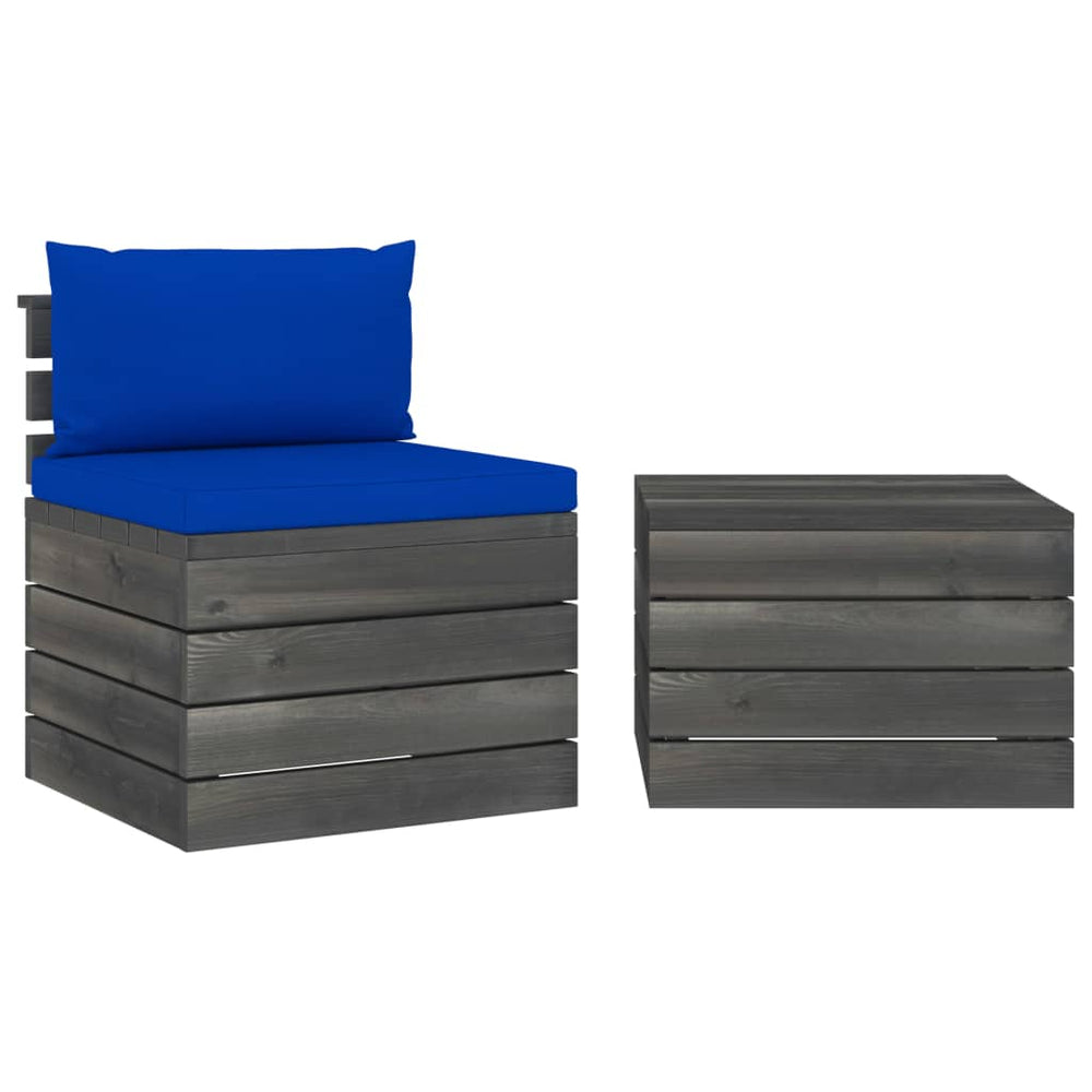 vidaXL Salon de jardin 2 pièces en palettes avec coussins Bois de pin