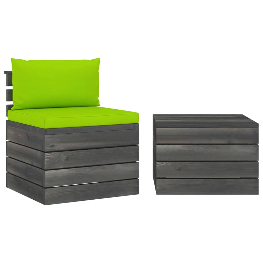 vidaXL Salon de jardin 2 pièces en palettes avec coussins Bois de pin