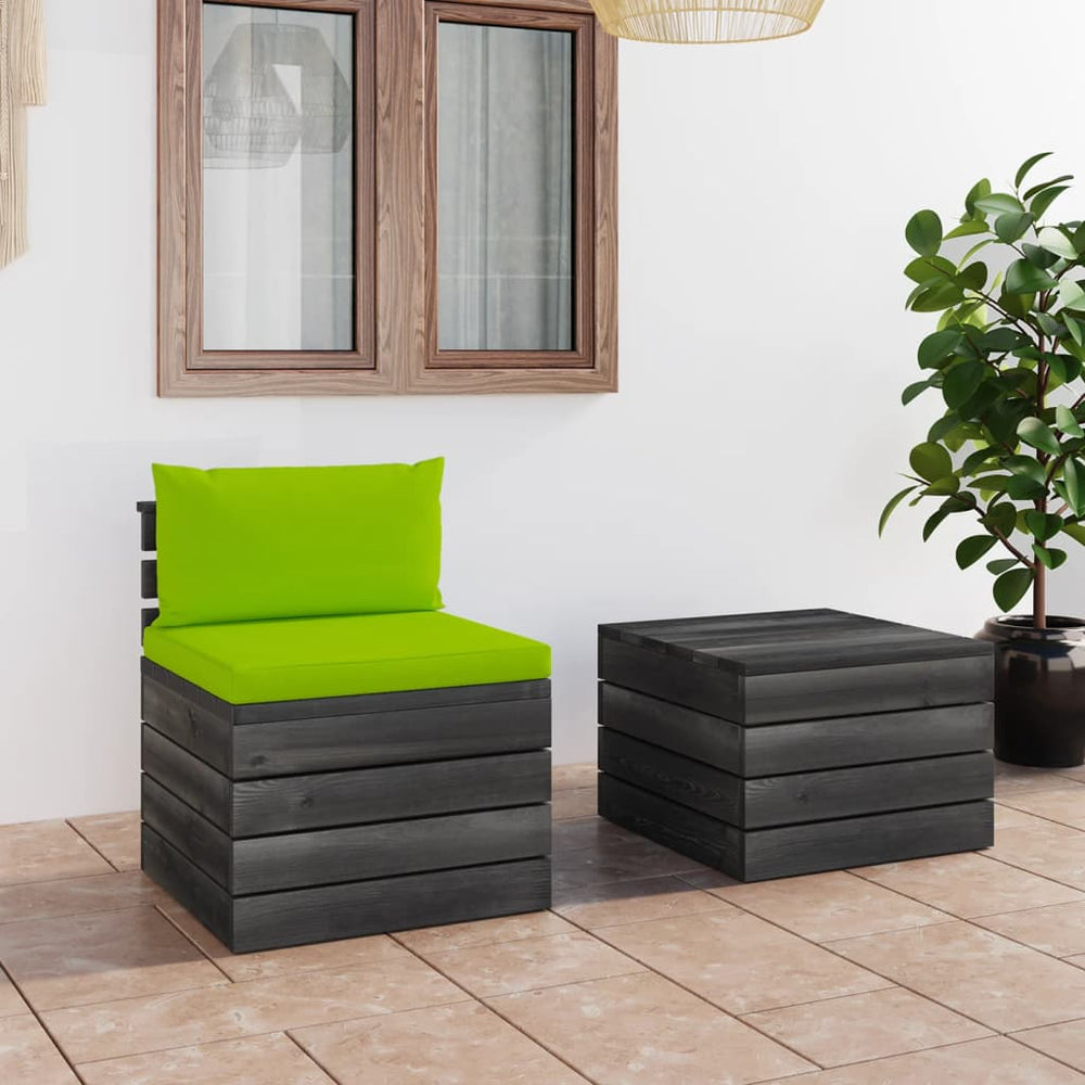 vidaXL Salon de jardin 2 pièces en palettes avec coussins Bois de pin