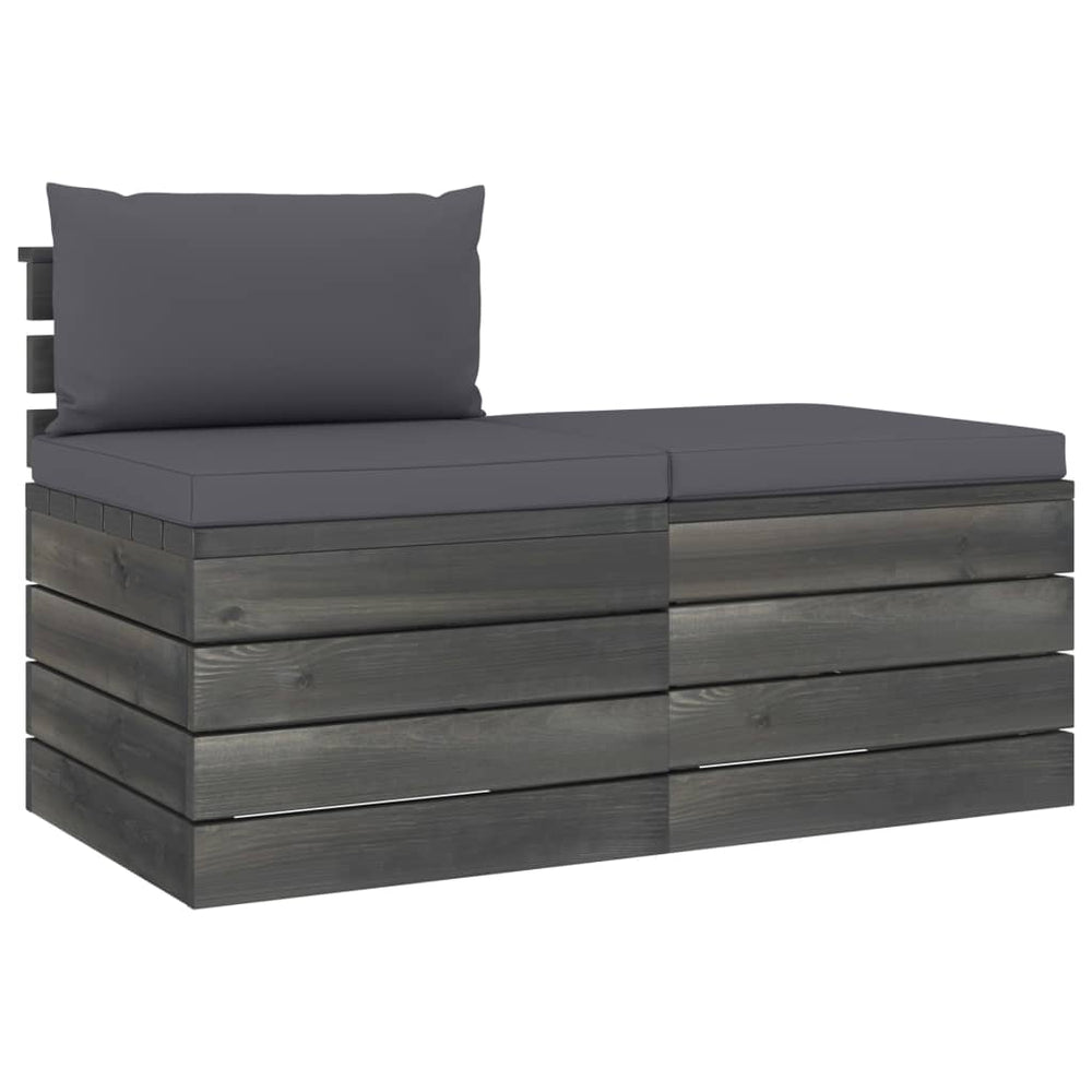 vidaXL Salon de jardin 2 pièces en palettes avec coussins Bois de pin