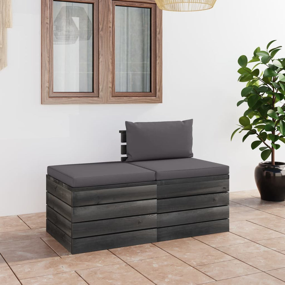 vidaXL Salon de jardin 2 pièces en palettes avec coussins Bois de pin