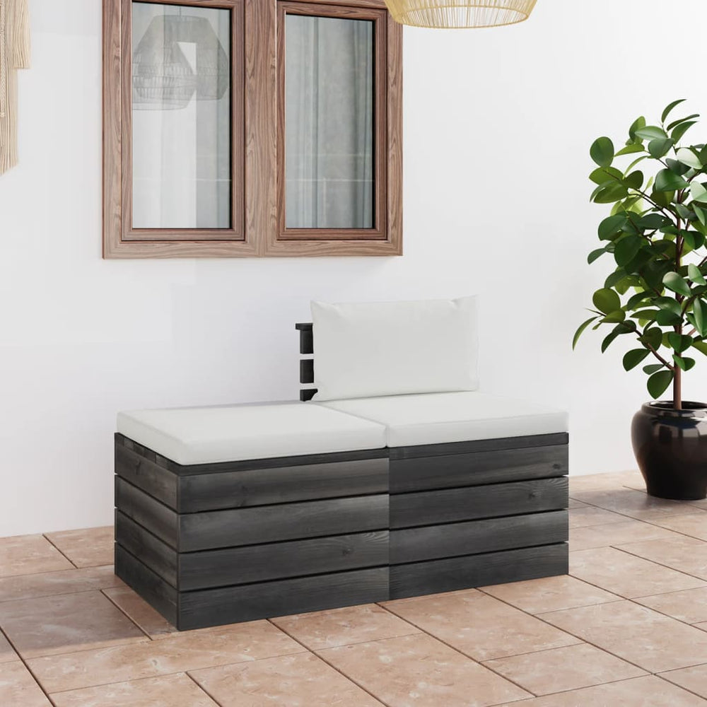 vidaXL Salon de jardin 2 pièces en palettes avec coussins Bois de pin