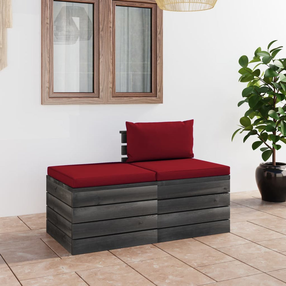 vidaXL Salon de jardin 2 pièces en palettes avec coussins Bois de pin