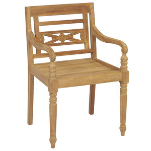 Batavia-Stühle 2 Stk. mit Creme Kissen Teak Massivholz