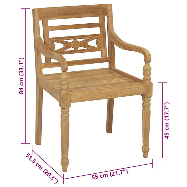 Batavia-Stühle 2 Stk. mit Taupe Kissen Teak Massivholz