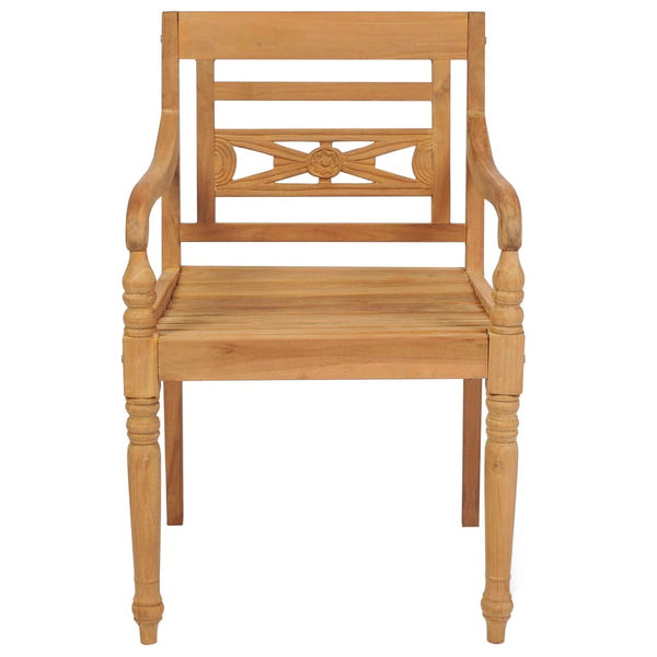 Batavia-Stühle 2 Stk. Rote Karomuster-Kissen Teak Massivholz