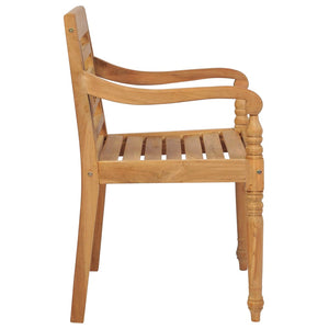 Batavia-Stühle 2 Stk. Graue Karomuster-Kissen Teak Massivholz