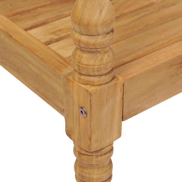 Batavia-Stühle 2 Stk. Graue Karomuster-Kissen Teak Massivholz