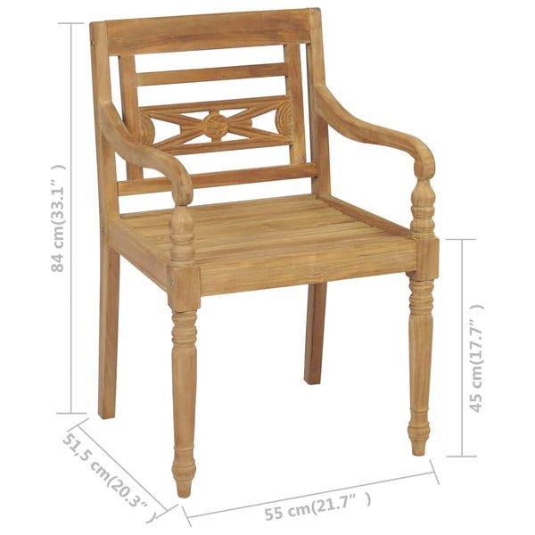 Batavia-Stühle 2 Stk. mit Anthrazit Kissen Teak Massivholz