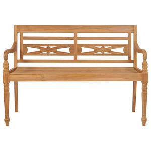 Batavia-Gartenbank mit Beigem Kissen 120 cm Teak Massivholz