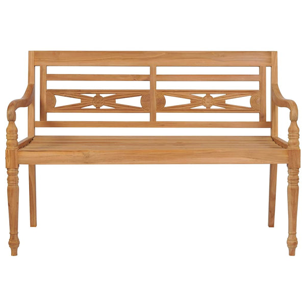 Batavia-Gartenbank mit Beigem Kissen 120 cm Teak Massivholz