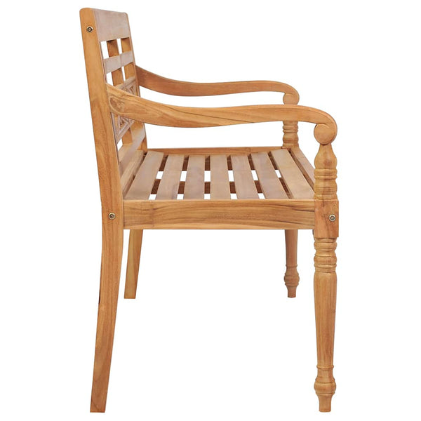 vidaXL Banc de jardin Batavia avec coussin noir 120 cm Bois de teck massif