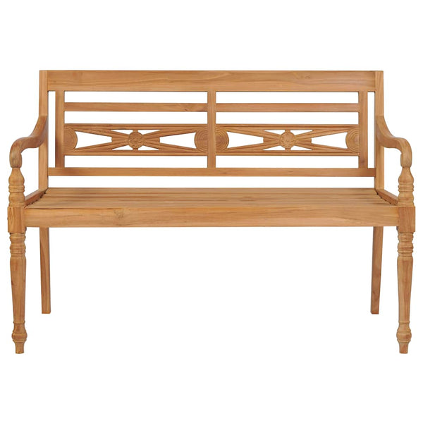 Batavia-Gartenbank mit Taupe Kissen 120 cm Teak Massivholz
