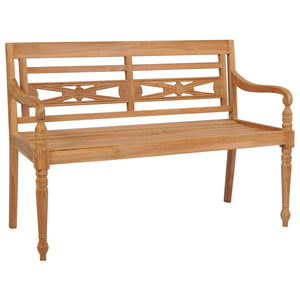 Batavia-Gartenbank Rotes Karomuster-Kissen 120 cm Teak Massiv