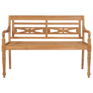 Batavia-Gartenbank Rotes Karomuster-Kissen 120 cm Teak Massiv