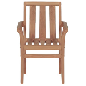 Gartenstühle 2 Stk. mit Cremeweißen Kissen Teak Massivholz
