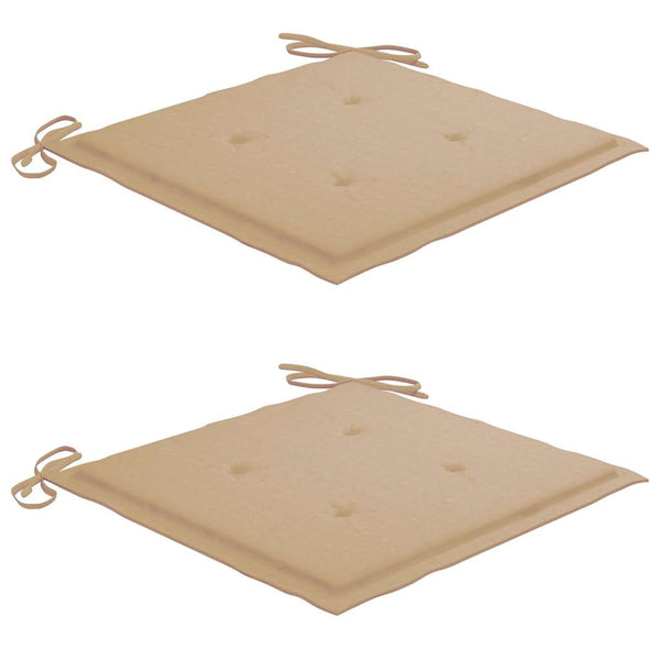 Gartenstühle 2 Stk. mit Beige Kissen Teak Massivholz