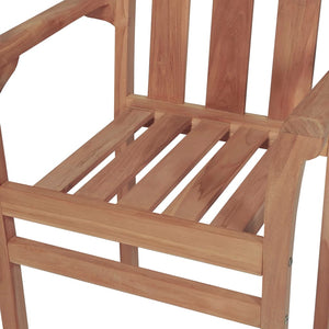 Gartenstühle 2 Stk. Graue Karomuster-Kissen Massivholz Teak