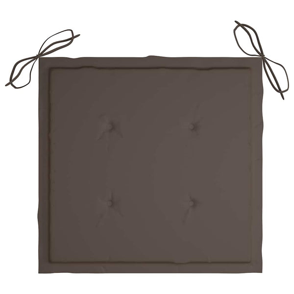 Gartenstühle 2 Stk. mit Taupe Kissen Massivholz Teak