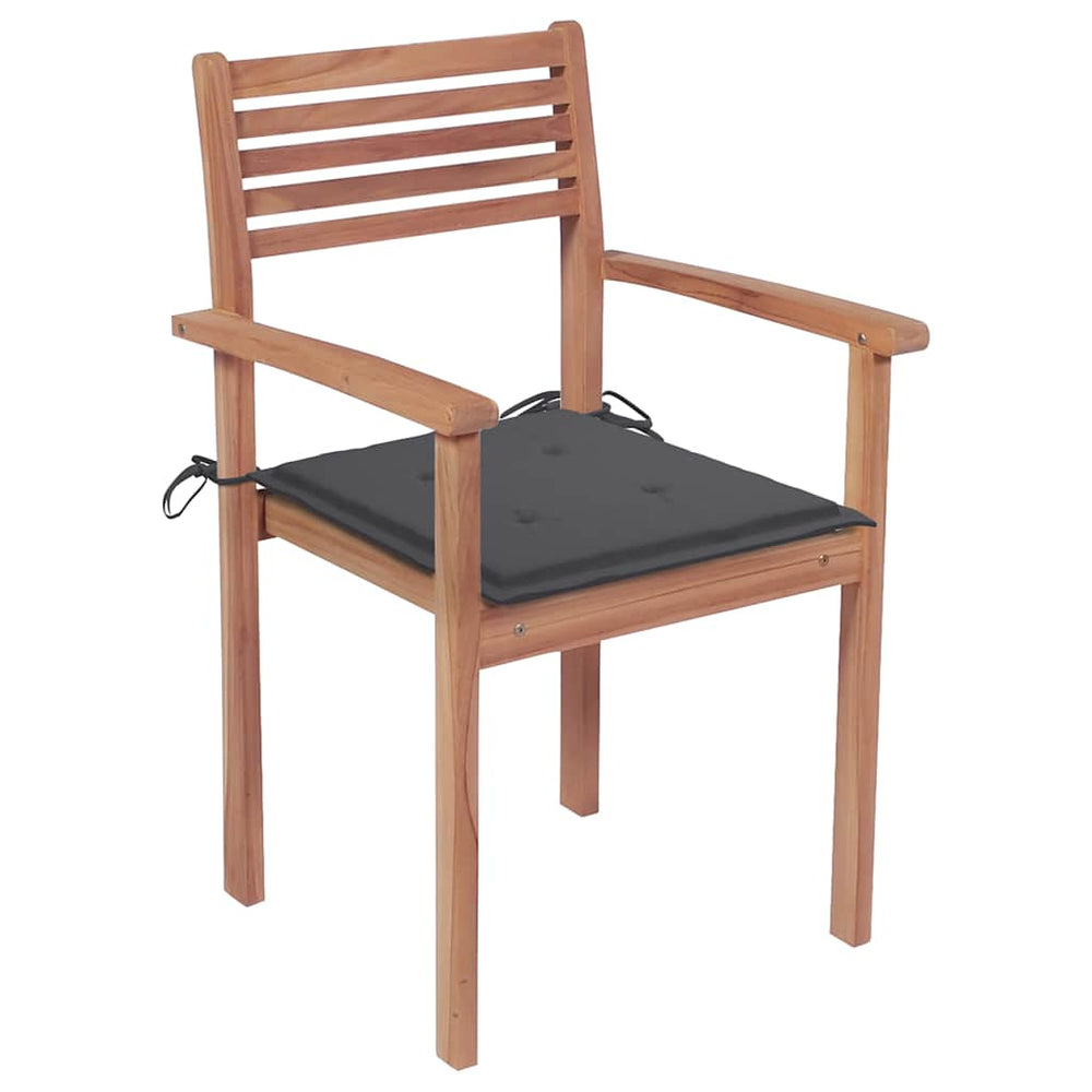 Gartenstühle 4 Stk. mit Anthrazit Kissen Massivholz Teak