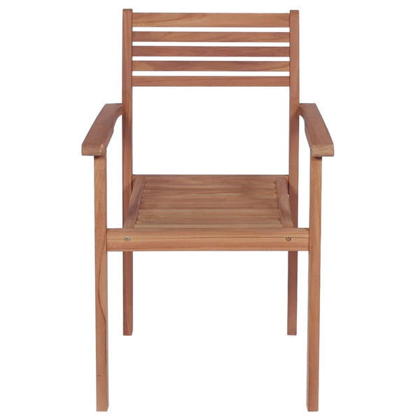 Gartenstühle 4 Stk. mit Grauen Kissen Massivholz Teak