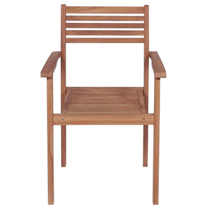 Gartenstühle 4 Stk. mit Beigen Kissen Massivholz Teak