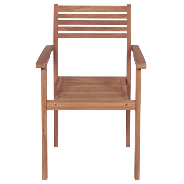 Gartenstühle 4 Stk. mit Beigen Kissen Massivholz Teak