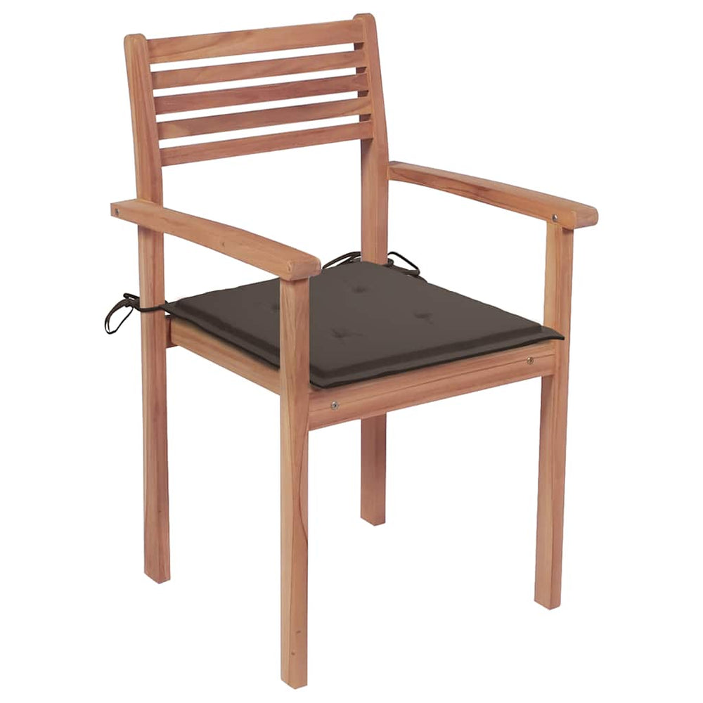 Gartenstühle 4 Stk. mit Taupe Kissen Massivholz Teak