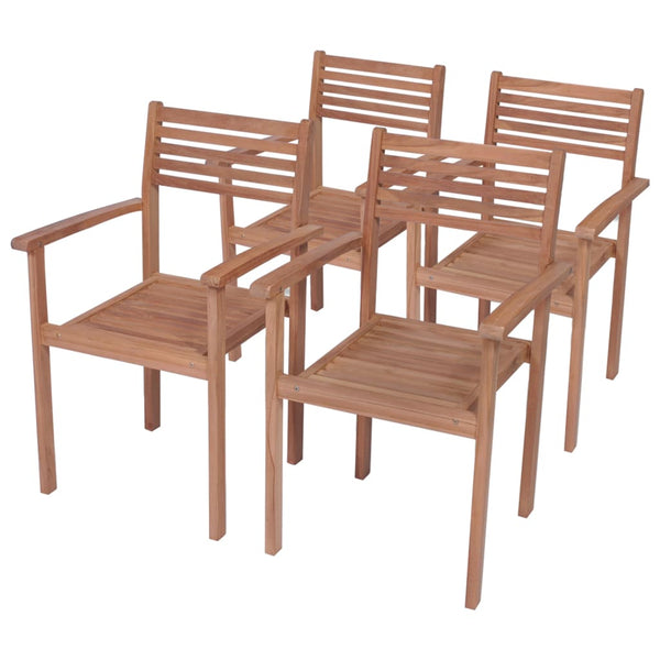 Gartenstühle 4 Stk. mit Hellblauen Kissen Massivholz Teak