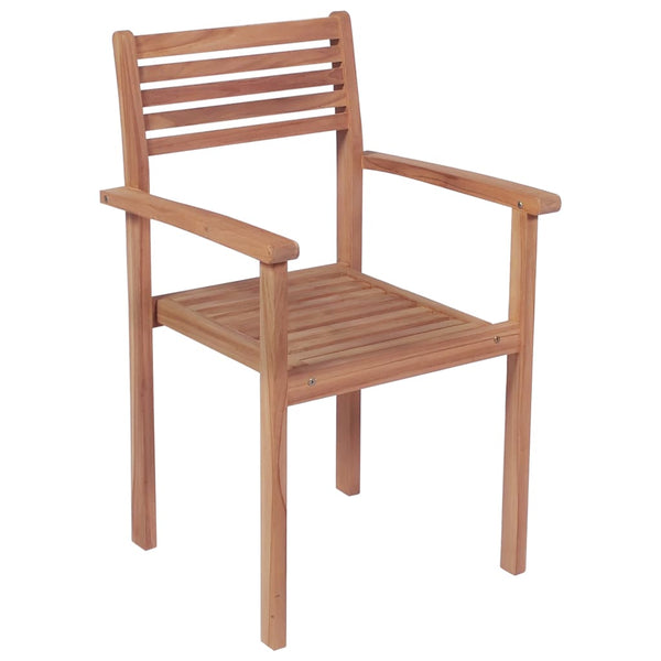 Gartenstühle 4 Stk. mit Hellgrünen Kissen Massivholz Teak