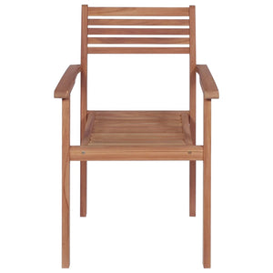 Gartenstühle 4 Stk. mit Hellgrünen Kissen Massivholz Teak